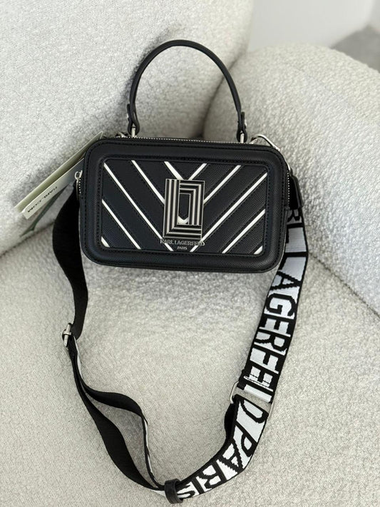CARTERA DE HOMBRO NEGRO RAYAS
